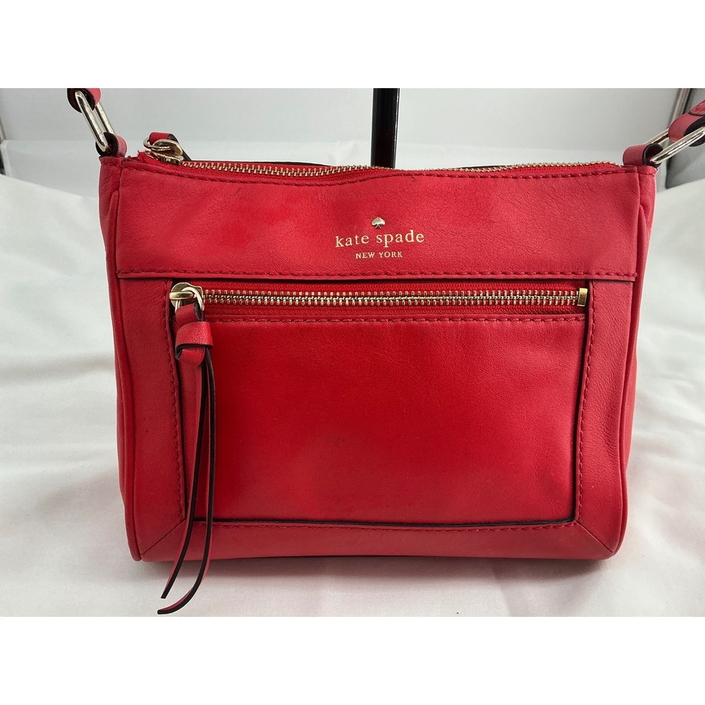 Kate Spade New York Red Leather Crossbody Bag Gold Tone Hardware PXRU5975